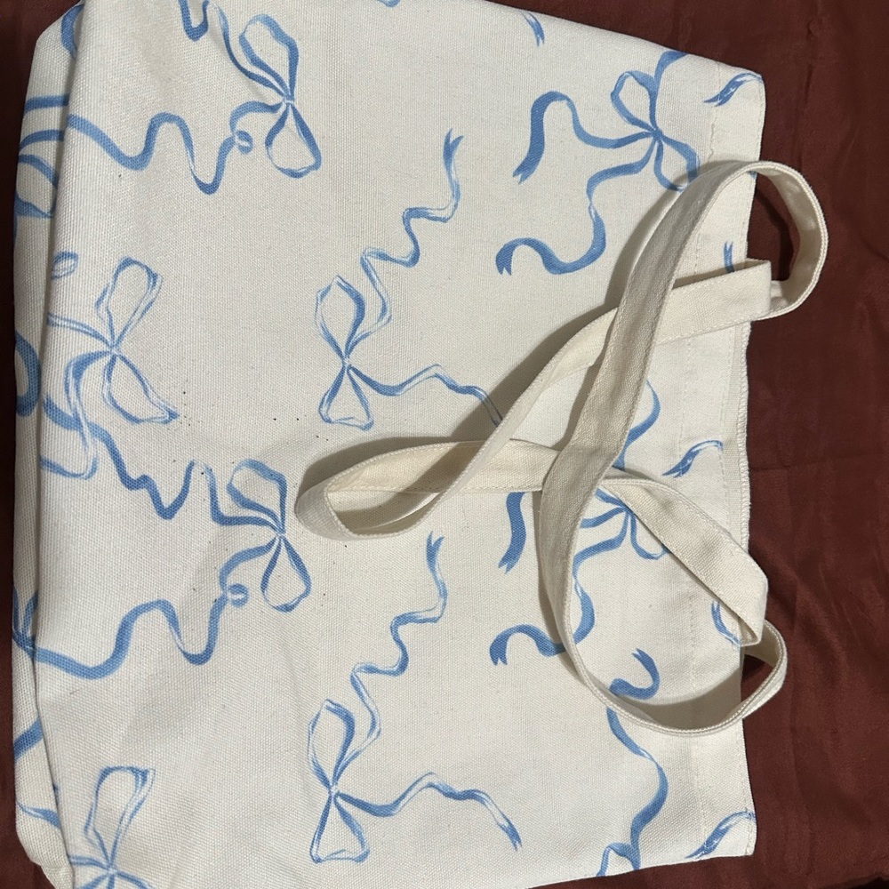 Canvas Tote Bag with Blue Bows for Sonny Angels, Trinkets - EUC - Picture 2 of 2